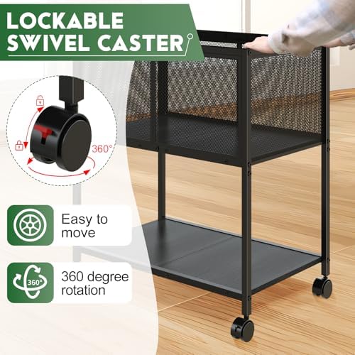 Sbanmao Rolling File Cart, Mobile File Cabinet with Wheels Hanging Files, Metal Hanging File Folder Cart File Organizer Fit Letter Size for Home Office, Black (Patent Pending) - Image 4