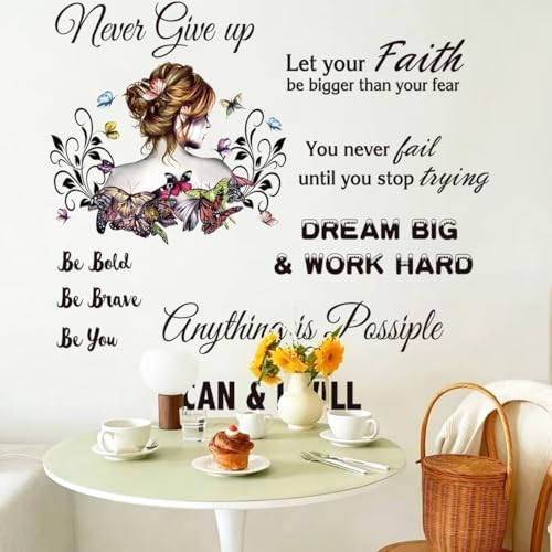Inspirational Vinyl Wall Sticker Motivational Saying Quotes Peel and Stick Wall Decals for Mirror Bedroom Living Room Office Bathroom (Inspirational 1) - Image 5