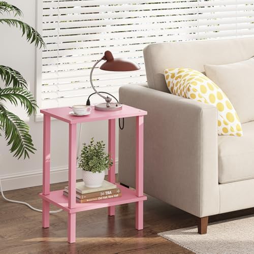 TUTOTAK End Table with Charging Station, Side Table, Nightstand - Image 2
