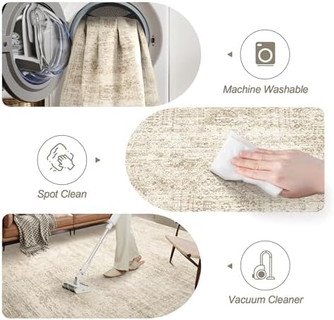 Soalmost 2x3 Washable Rugs for Kitchen, Entryway, Small Area Rug Beige - Image 4