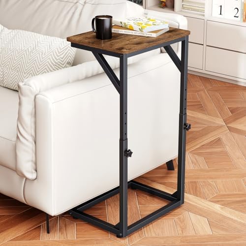 5-Level Adjustable C-Shaped End Table, Small Side Table for Couch, Sofa TV Tray Table for Living Room, Bedroom, Bedside ET-ZA-BRW1 - Image 3