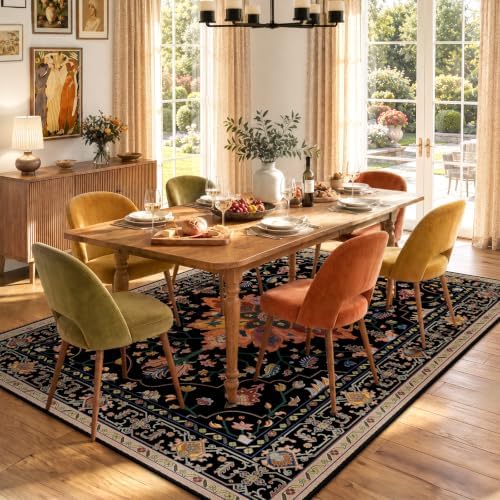 RELEANY Washable Area Rug, 6'x9', Black/Colorful - Image 2