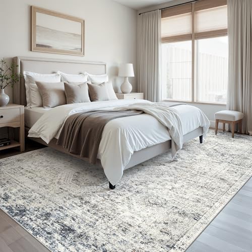 Soalmost 10x12 Area Rugs for Living Room Washable Rug Non-Slip Blue/Ivory - Image 3