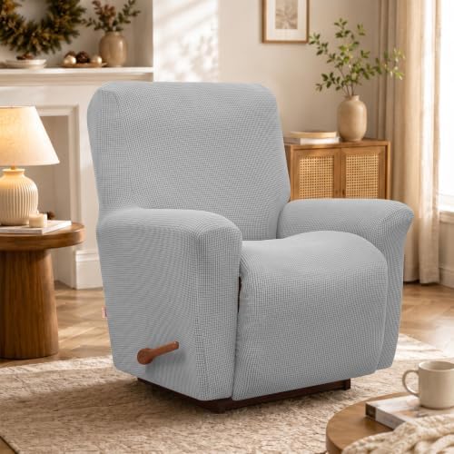 KEKUOU Recliner Chair Covers, 1-Piece Lazy Boy Recliner Covers, Silver - Image 6
