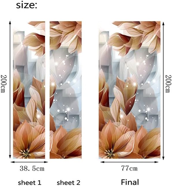 artfanke 3D Peel and Stick Door Sticker 30.3"x78.7"- Self-Adhesive Door Wallpaper Murals Decal Wall Poster Brown Flowers for Home Decor (2 Sheets/Set) - Image 6