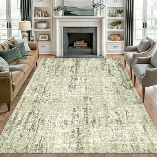 Valenrug Washable Rugs 5x7, Non Slip Large Area Rugs for Living Room, Green by Valenrug