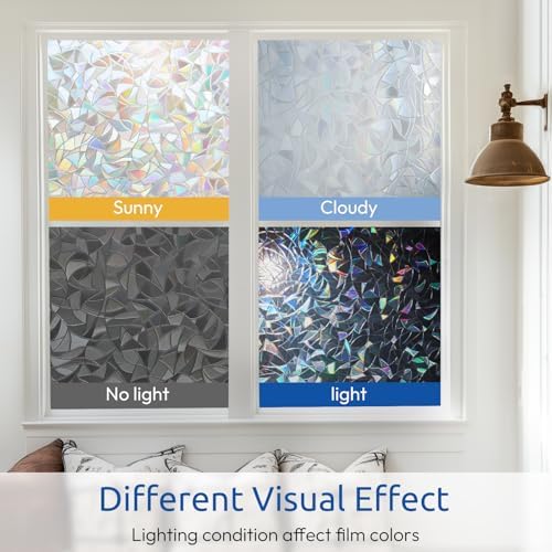 rabbitgoo Window Privacy Film Rainbow, Clear, 35.4" x 157.4" - Image 5