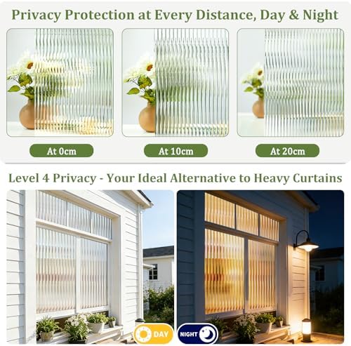 Beautyhero Reeded Glass Window Privacy Film 3D Static Cling, 45.2 x 78.7'' - Image 6