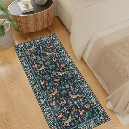 DUKINO 2x5 Rug for Hallway, Washable Animal Runner Rug Non Slip, Navy Blue - Image 4
