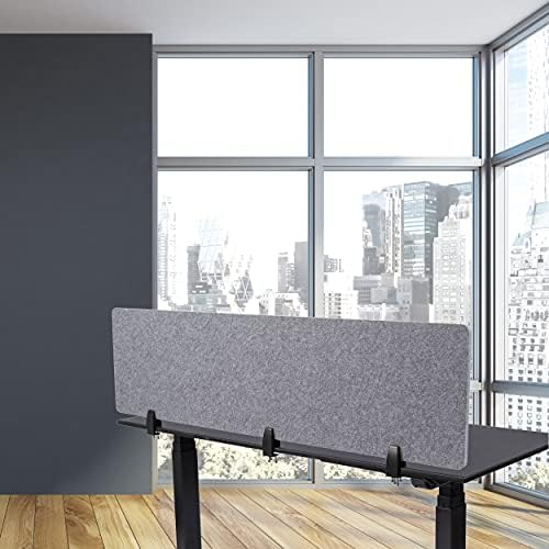 Stand Up Desk Store ReFocus Raw Clamp-On Acoustic Desk Divider Mounted Privacy Panel to Reduce Noise and Visual Distractions (Castle Gray, 59" x 16") - Image 2