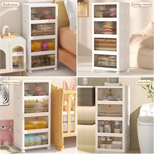 YFXCVSL 4 Tier Plastic Storage Bins with Lid 23QT, Stackable Storage Bins - Image 3