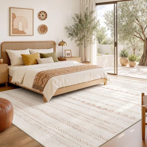 Nakagishi Boho 10x14 Area Rug Living Room Rugs Machine Washable Brown - Image 6