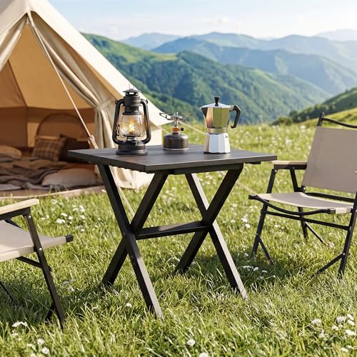 Outdoor Side Table Portable Folding Table Easy to Install,Black - Image 2