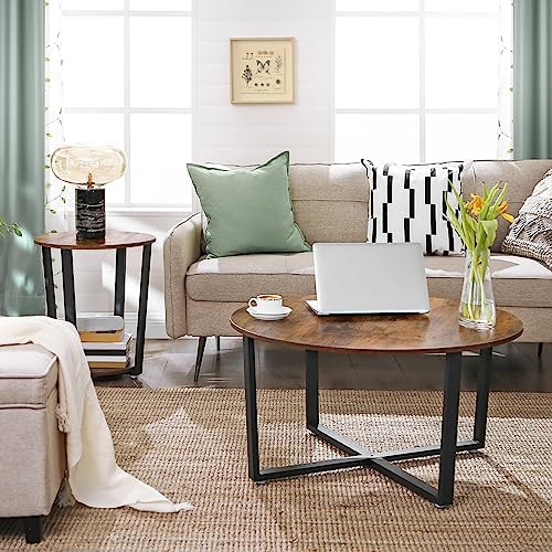 VASAGLE Round Side End Table, 2-Tier Accent Nightstand with Storage Shelf - Image 5