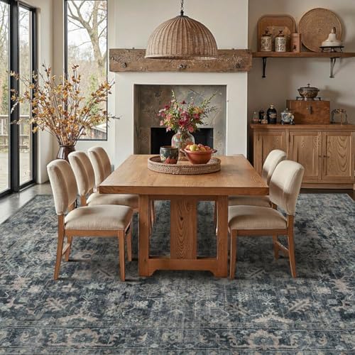 Rugxara Blue 8x10 Area Rugs for Living Room Bedroom Large Washable Rug - Image 5