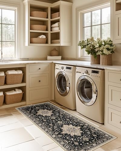 RELEANY Washable Area Rug, Runner 2'x5', Black/Neutral - Image 2