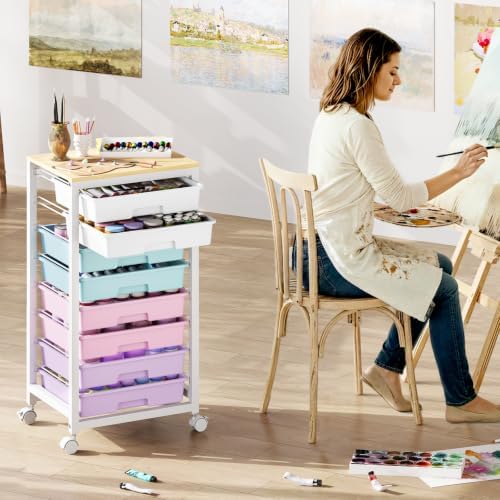 SYKIARIOL Rolling Storage Cart with Drawers, 8 Drawers Cart, Ice Cream - Image 6