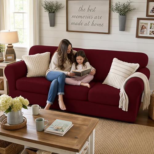 XINEAGE 3-Piece Stretch Sofa Cover, Washable Couch Covers for Dog - Image 3