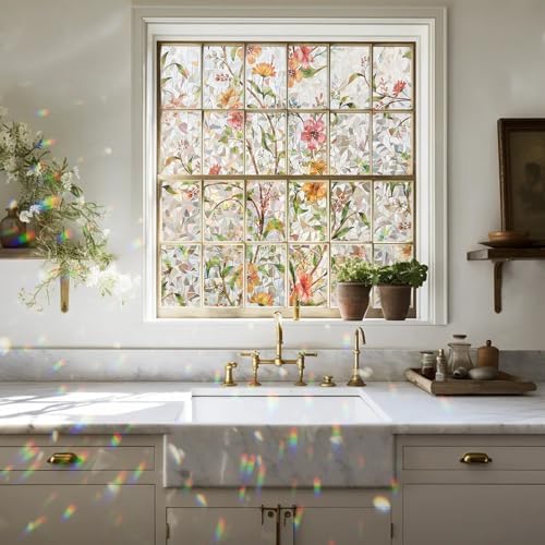 Kromapolis Window Privacy Film Floral Decorative Stickers, 35.4" x 157.4" - Image 2