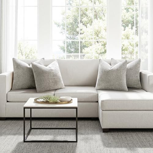 MIULEE Soft Decorative Chenille Pillow Covers Light Gray 20x20 Pack of 4 - Image 4