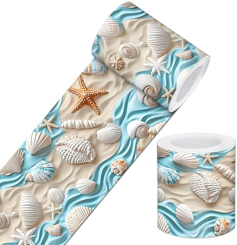 IVN Wallpaper Border Peel and Stick Wall Seashells Sand 4x196 Inch by IVN