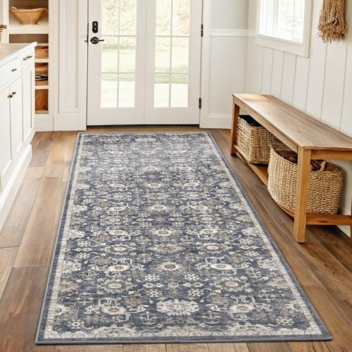 AMADA HOMEFURNISHING 2x6 Washable Runner Rug, Low-Profile Kitchen Rugs with Non-Slip Backing & Durable Edge Binding, Vintage Entryway Runner Rug for Bedroom & Hallway by AMADAHOMEFURNISHING