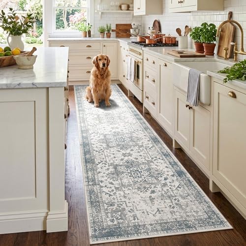 Rugxara 2x10 Blue Vintage Runner Rug for Hallways Kitchen by Rugxara