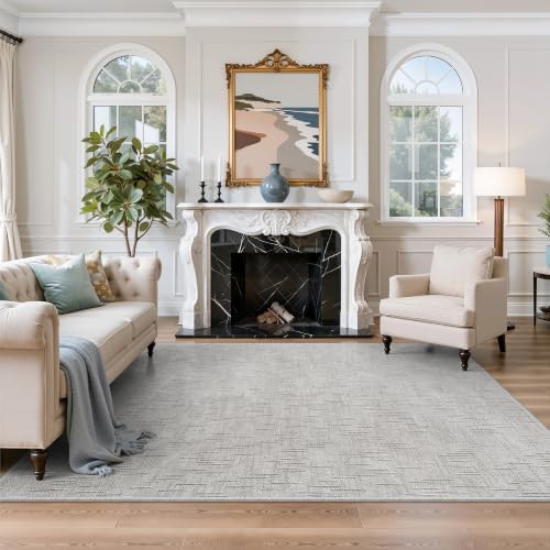 Valenrug Washable Rugs 5x7, High-Low Pile Area Rugs for Living Room, Grey by Valenrug