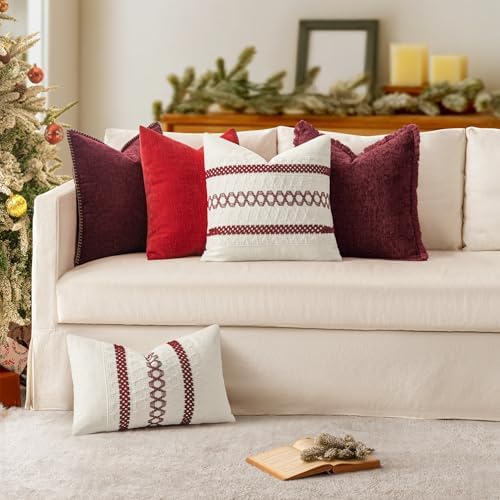 MIULEE Decorative Couch Throw Pillow Covers 16x16 Inch Burgundy Red 2 Pack - Image 4
