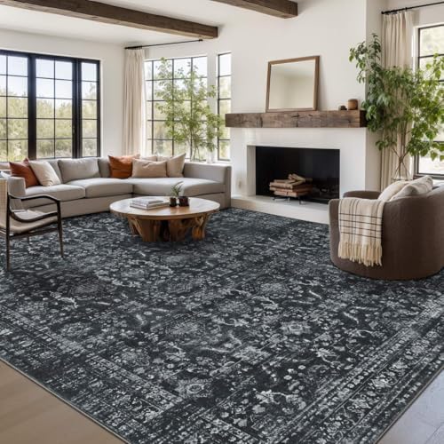 Rugxara Black 9x12 Area Rugs for Living Room Bedroom Large Washable Rug - Image 2
