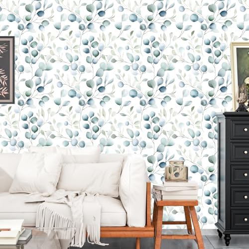 Danodoi Blue Green Vintage Leaf Peel and Stick Wallpaper 17.5" x 118" | Waterproof Vinyl Self Adhesive Removable Renter Friendly Floral Contact Paper - Image 4