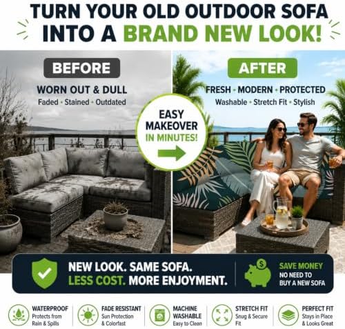 8 Pcs Outdoor Cushion Covers, Patio Sofa Cushion Covers Replacement - Image 3