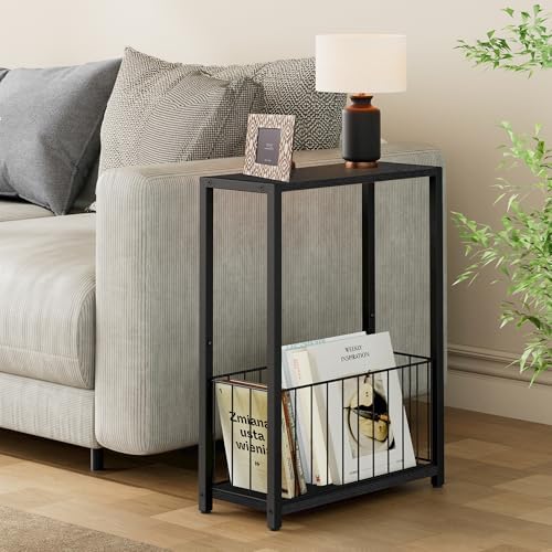 Homleke Narrow Side Tables Set of 2 with Magazine Holder, Skinny End Tables - Image 2