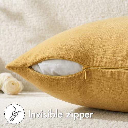 MIULEE Gold Chenille Couch Throw Pillow Covers, 20x20 - Image 3