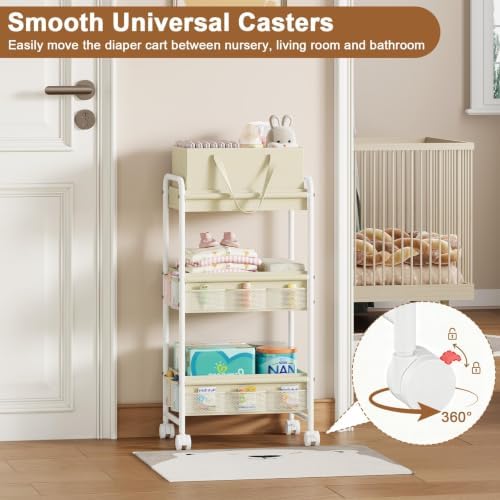 Baby Diaper Organizer Cart & Caddy Basket,Nursery Cart for Baby Essential - Image 7