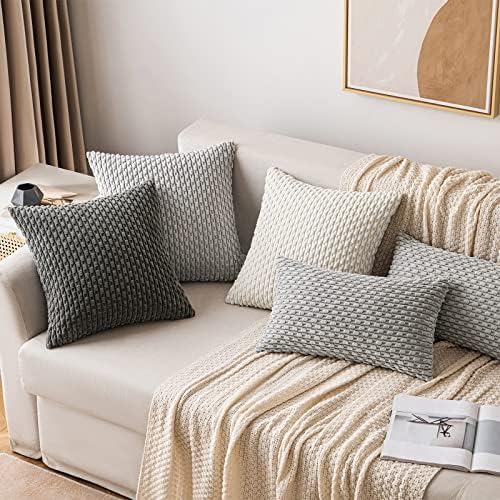 MIULEE Euro Sham Decorative Throw Pillow Covers 24x24 Dark Grey Corduroy - Image 4