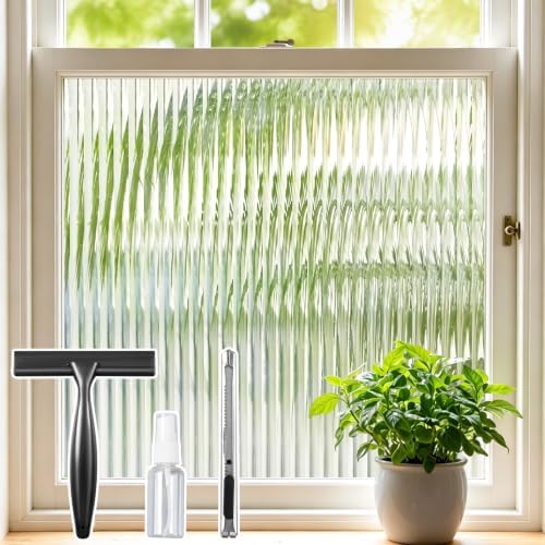 Beautyhero Reeded Glass Window Privacy Film 3D Static Cling, 35.4 x 78.7'' by Beautyhero