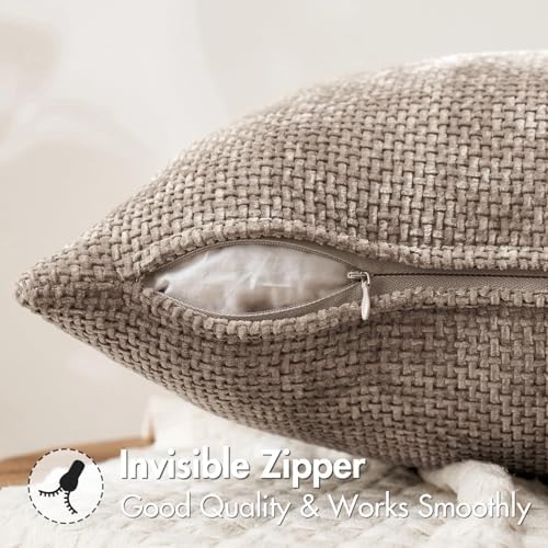 MIULEE Decorative Couch Throw Pillow Covers 20x20 Inch Light Khaki 2 Pack - Image 5