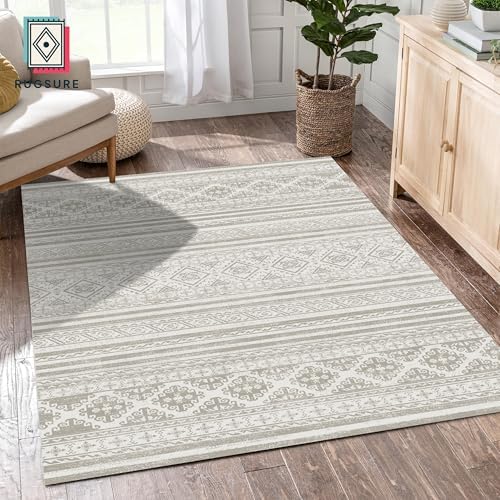 RUGSURE Washable Area Rugs 9' x 12' - 1/6 Thick - Moroccan-Inspired -Stain & Water Resistant Non-Slip - Resistant Rug for Living Room, Bedroom, Nursery, Pet & Child Friendly (Grey) - Image 4