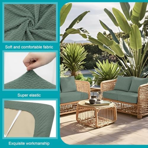 14 Pcs Outdoor Cushion Covers, Patio Sofa Cushion Covers Replacement - Image 3