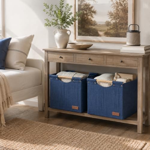 KAKAMAY Fabric Cube Storage Bin, Fits Kallax Shelf 13x15x13 2PK Dark Blue - Image 2