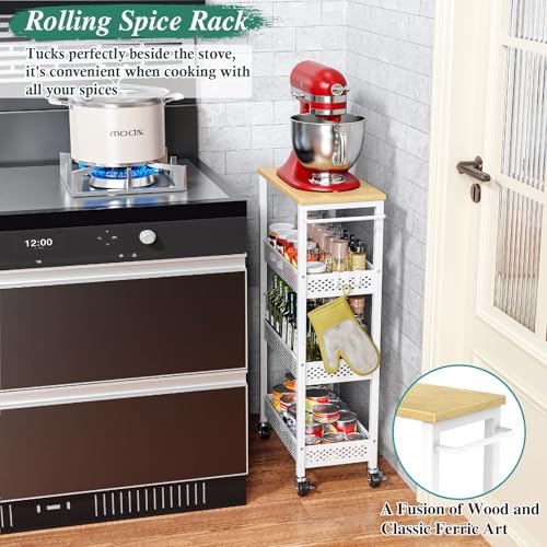 OKZEST 4-Tier Slim Rolling Storage Cart for Laundry Room, Bathroom, Kitchen - Image 5