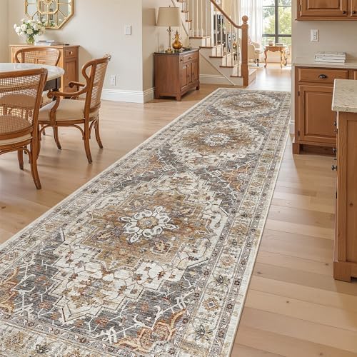 Madane Hallway Runner Rug 3x10 Washable Kitchen Runners 10ft, Turmeric/Grey - Image 4