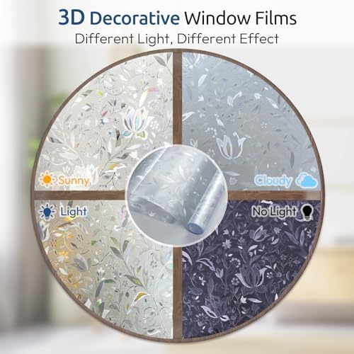 rabbitgoo Window Privacy Film, Stained Glass Cling, Tulip 29.5" x 157.4" - Image 3
