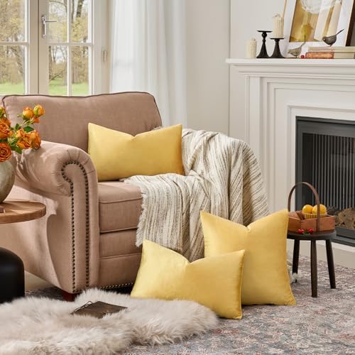 GIGIZAZA Yellow Pillow Covers 12x20 Decorative Pillows Pack of 2 - Image 3