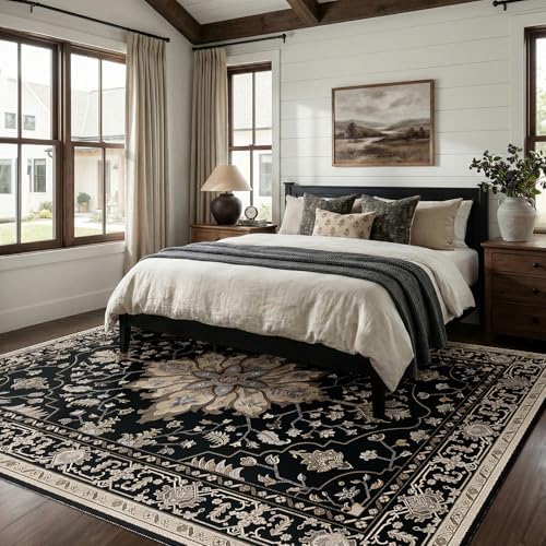 RELEANY Washable Area Rug, 6'x8', Black/Neutral - Image 3