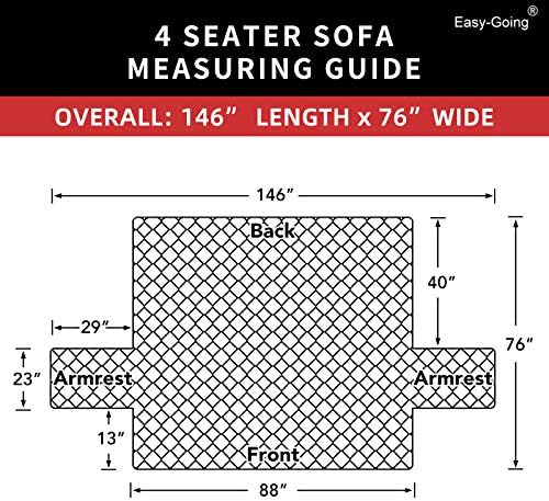 Easy-Going 4 Seater Sofa Slipcover Reversible Sofa Cover Water Resistant Couch Cover with Foam Sticks Elastic Straps Furniture Protector for Pets Children Dog Cat (XX-Large, Beige/Beige) - Image 6