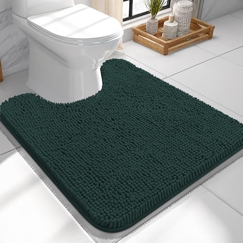 OLANLY Toilet Rugs U-Shaped 24x24, Soft Absorbent Chenille Contour Rugs by OLANLY