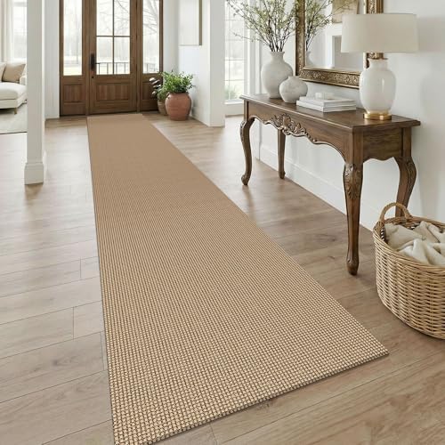 KOZYFLY Boho 3x18 Runners Rugs for Hallway, Extra Long Washable Runner Rug, Woven Non Slip Kitchen Runner, Cotton Entryway Rug, Floor Carpet for Entry, Aisle, Hall, Orange Beige/Tan/Brown by KOZYFLY