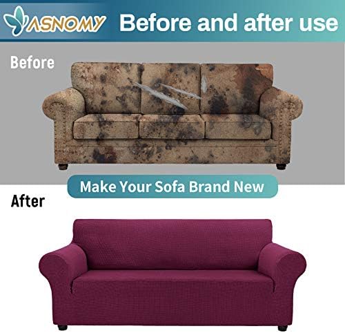 Asnomy Stretch Oversized Couch Covers for Sofa Slipcover,Wine Red - Image 6